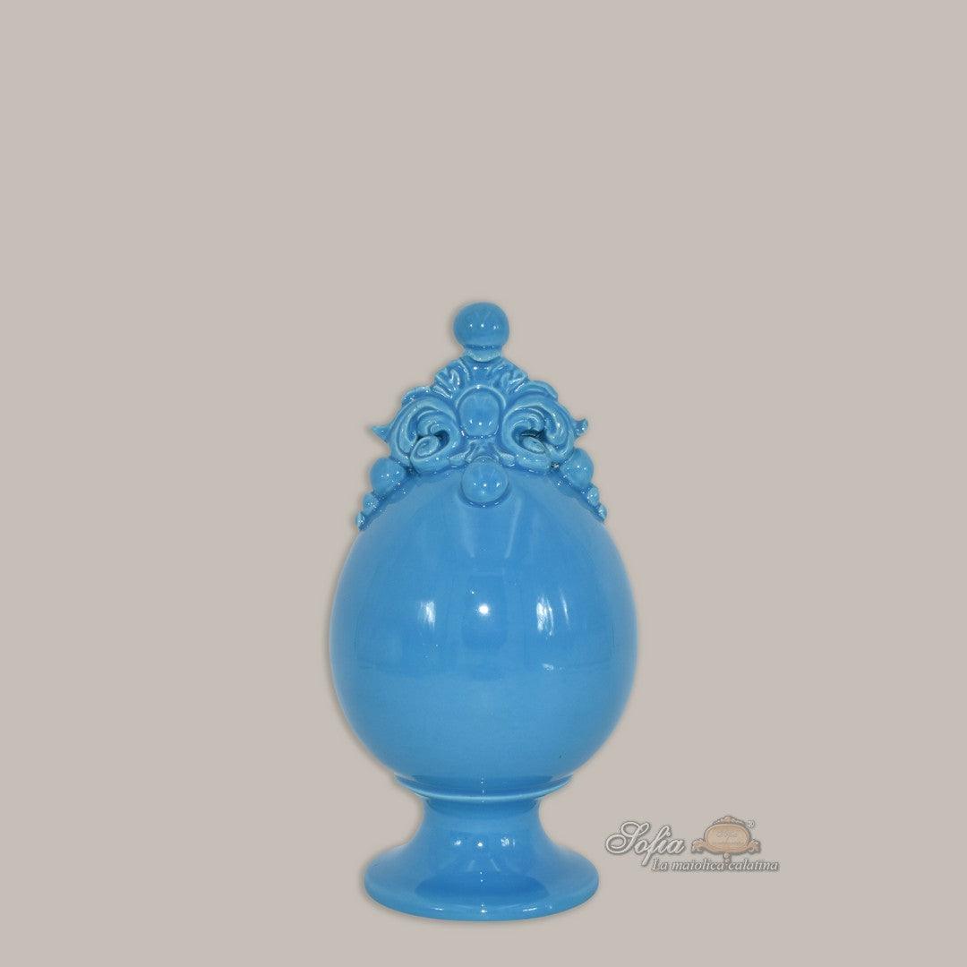 Uovo in ceramica h 18 turchese - Ceramiche di Caltagirone