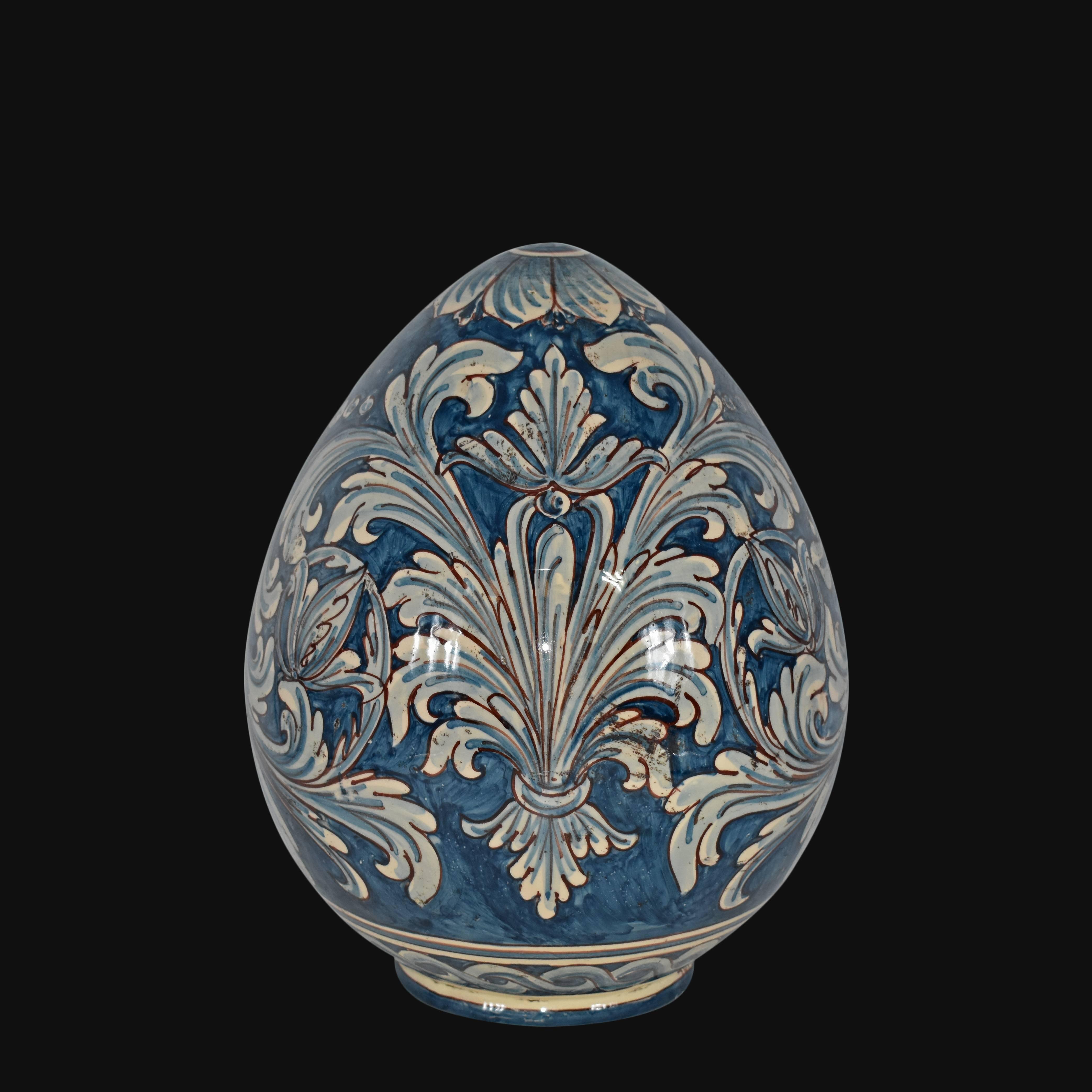 Uovo in ceramica h 20 Ornato mono blu - Ceramiche di Caltagirone