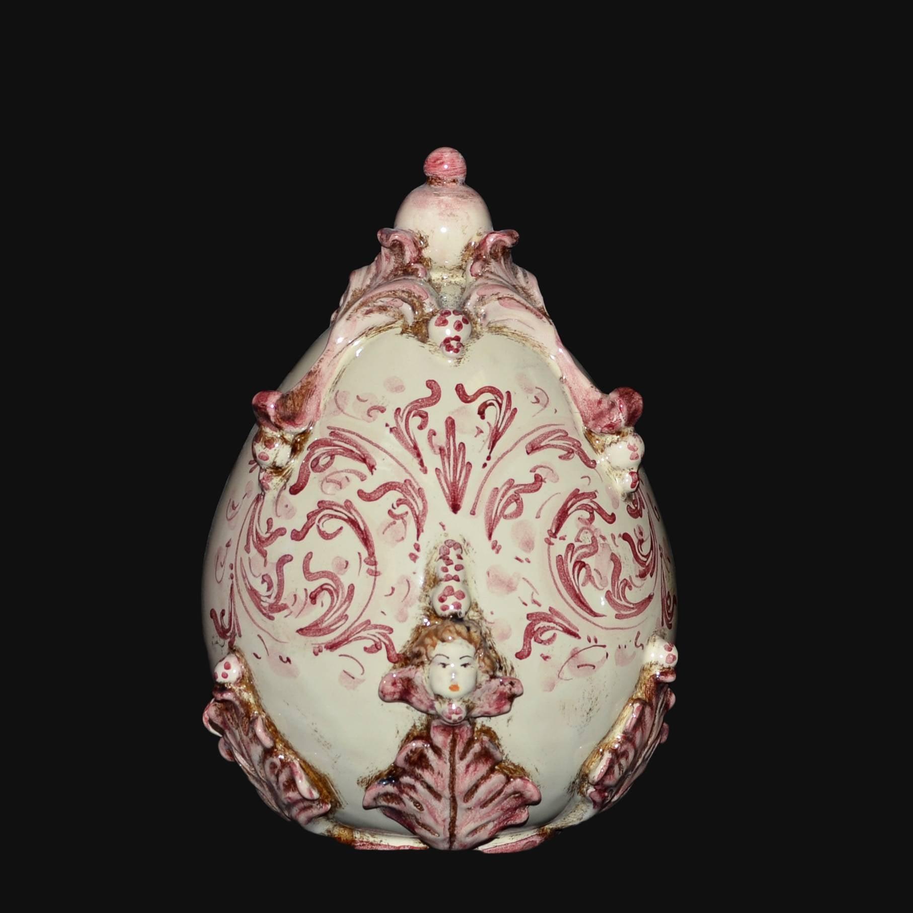 Uovo in ceramica h 22 plastico Sofia mono bordeaux - Ceramiche di Caltagirone