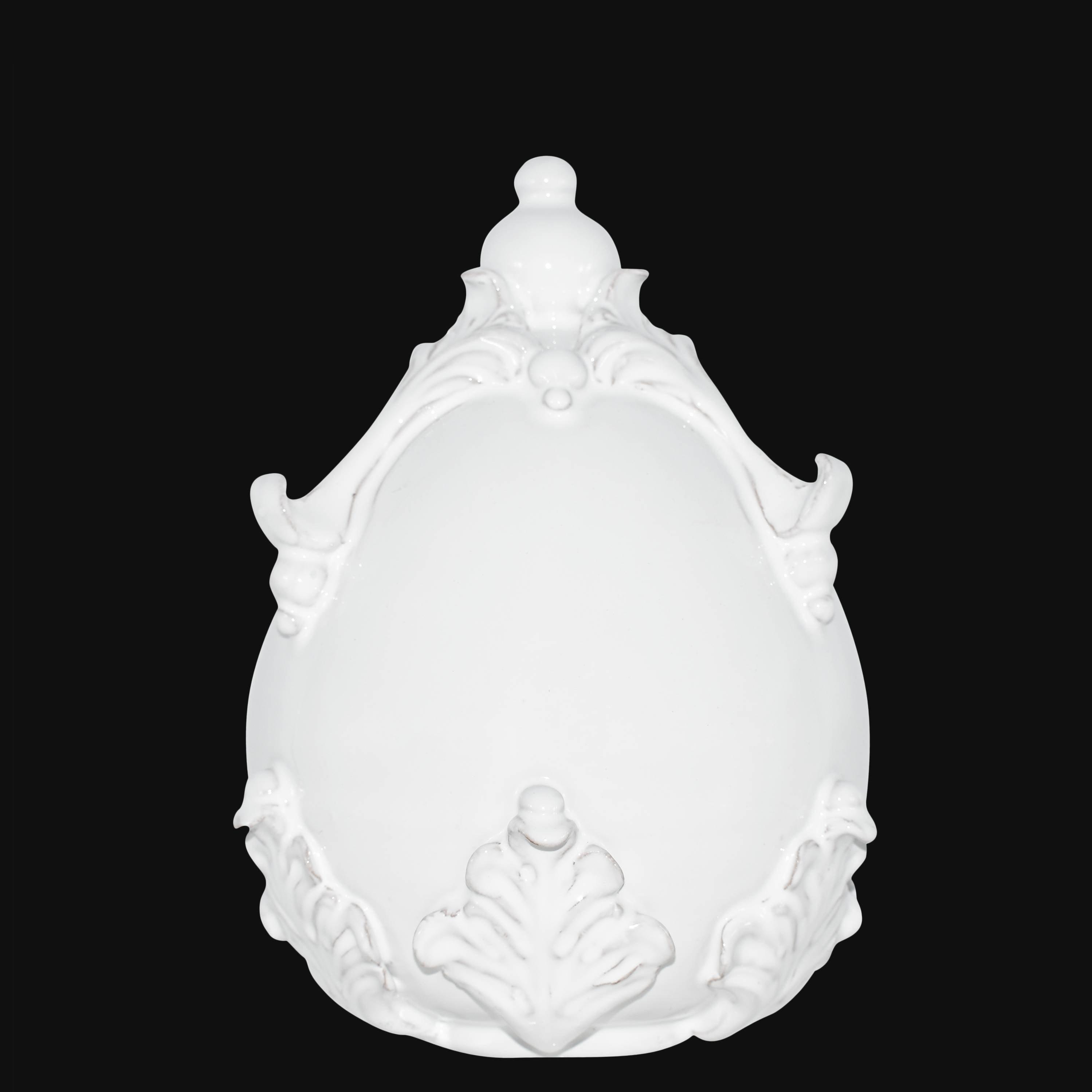 Uovo in ceramica h 22 plastico Sofia White Line - Ceramiche di Caltagirone