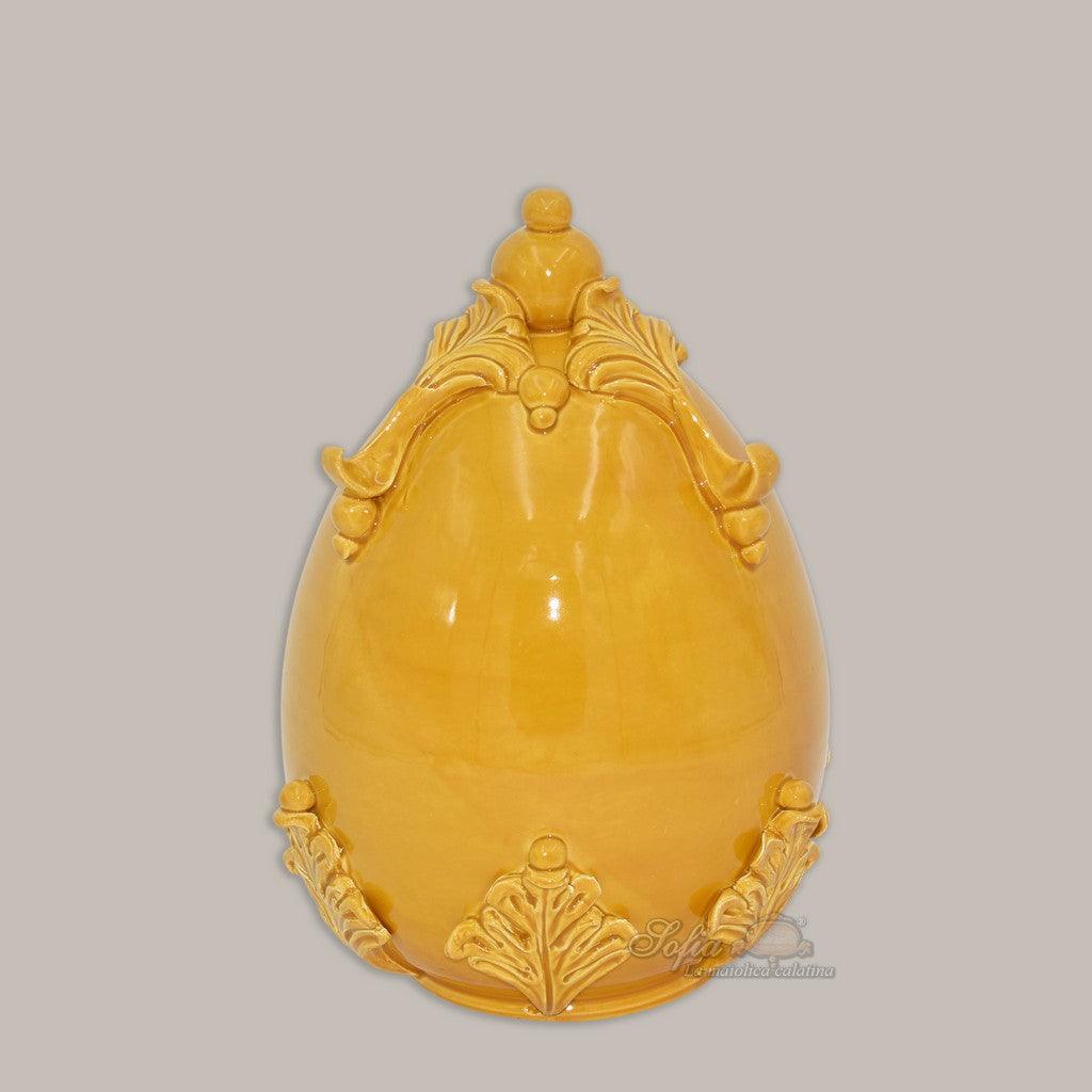 Uovo in ceramica h 22 Senape - Ceramiche di Caltagirone