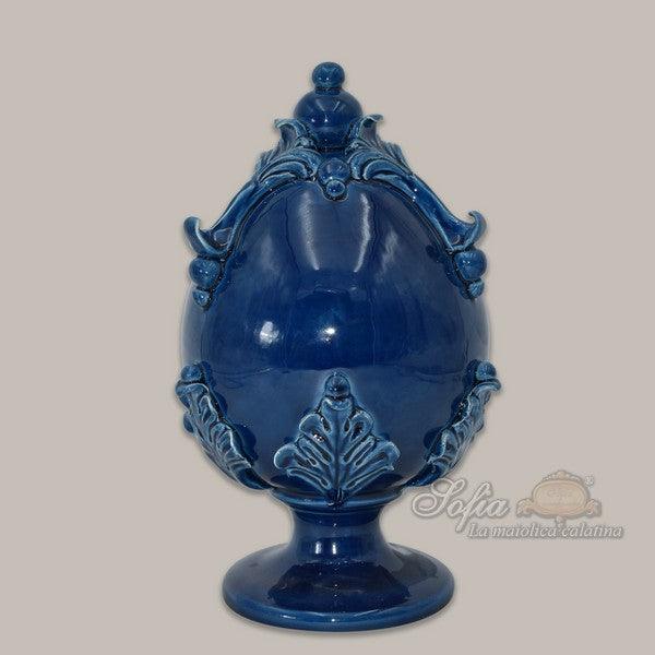 Uovo in ceramica h 25 Linea Blu Intenso - Ceramiche di Caltagirone