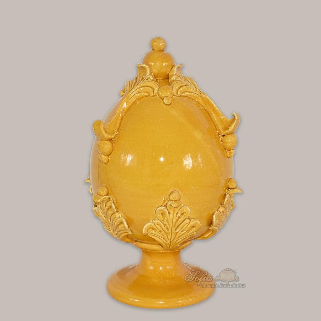 Uovo in ceramica h 25 Senape - Ceramiche di Caltagirone
