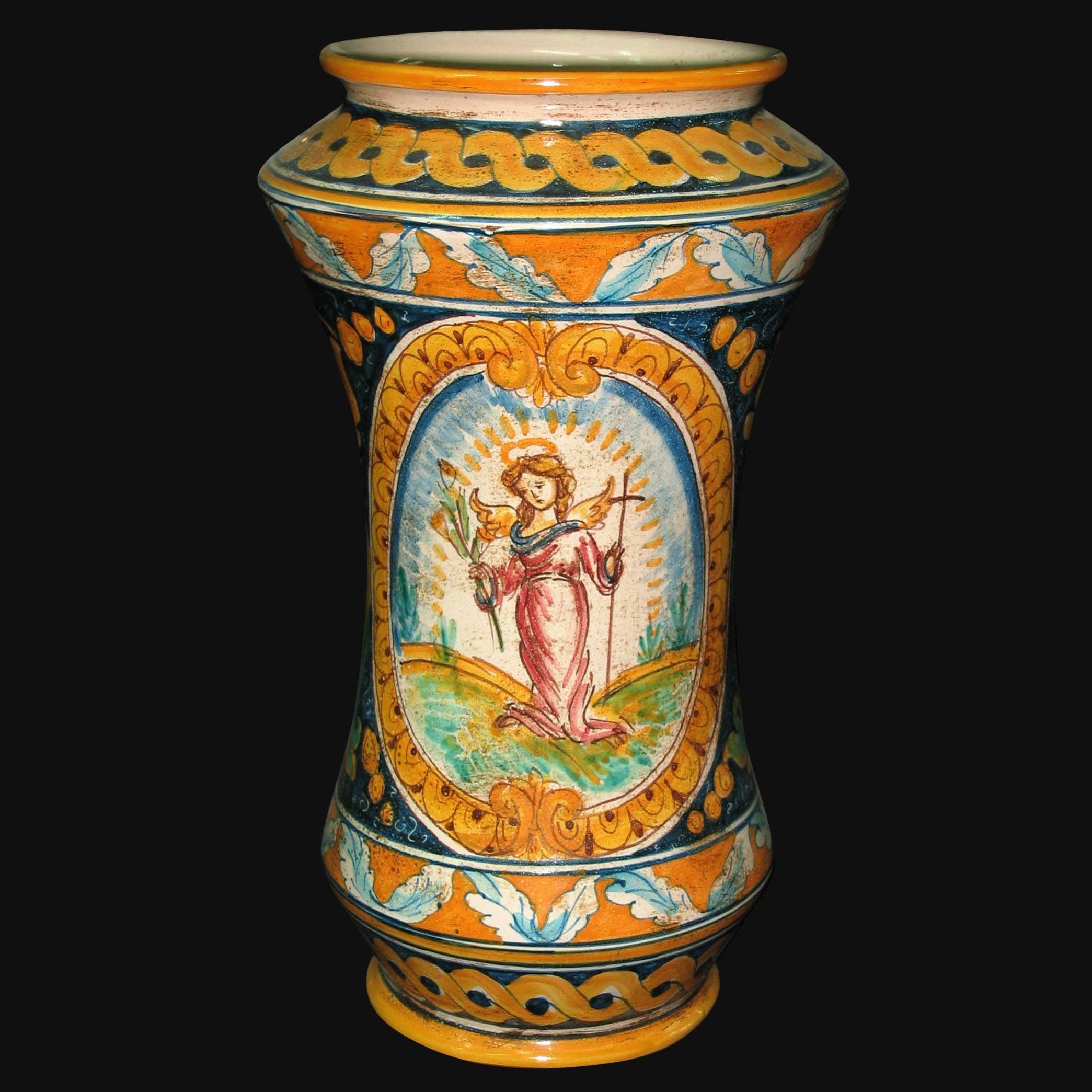Vaso albarello h 25/30 ornato calatino c/angelo - Ceramiche di Caltagirone Sofia