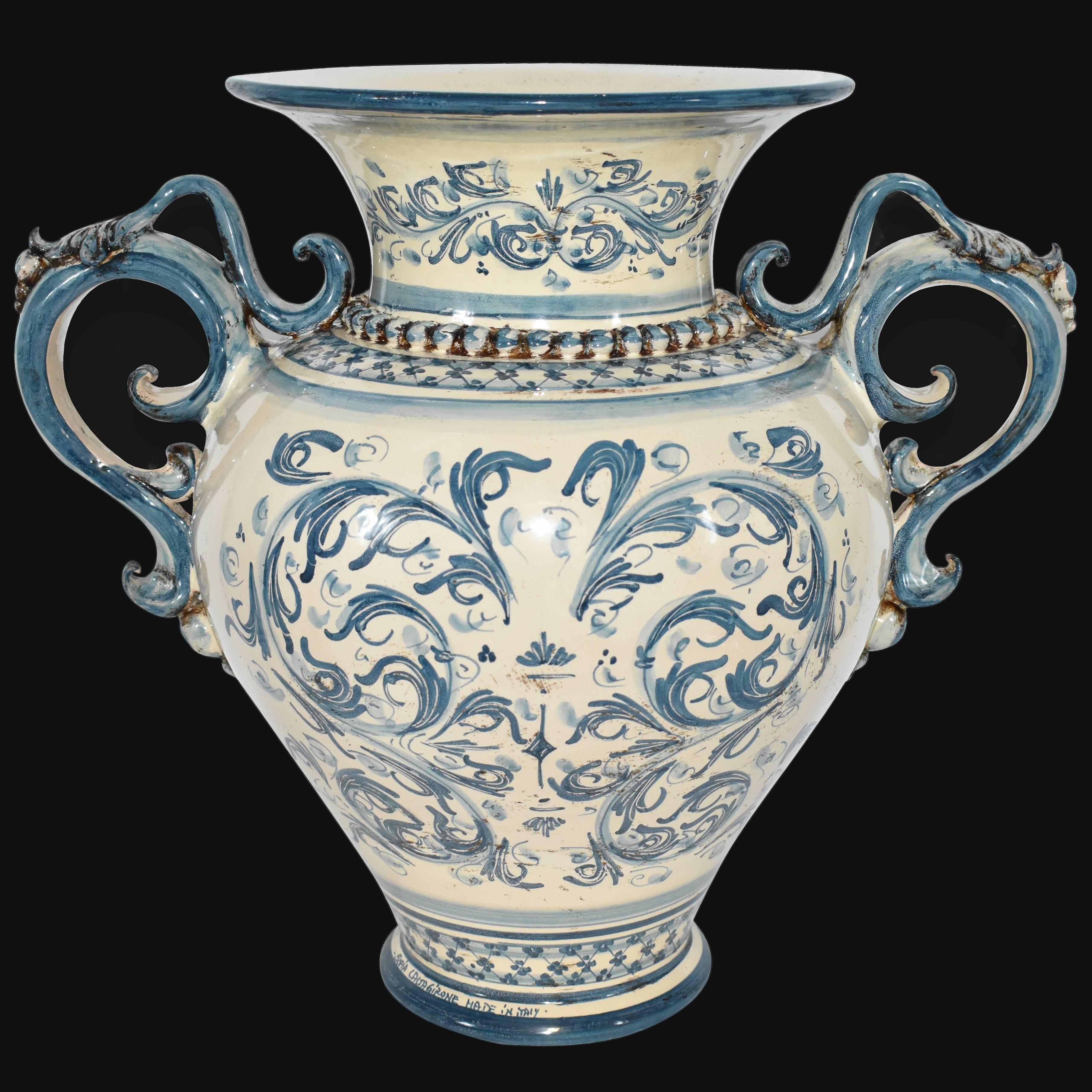 Vaso Anfora H 40 Mono Blu - Ceramiche di Caltagirone Sofia - Ceramiche di Caltagirone Sofia