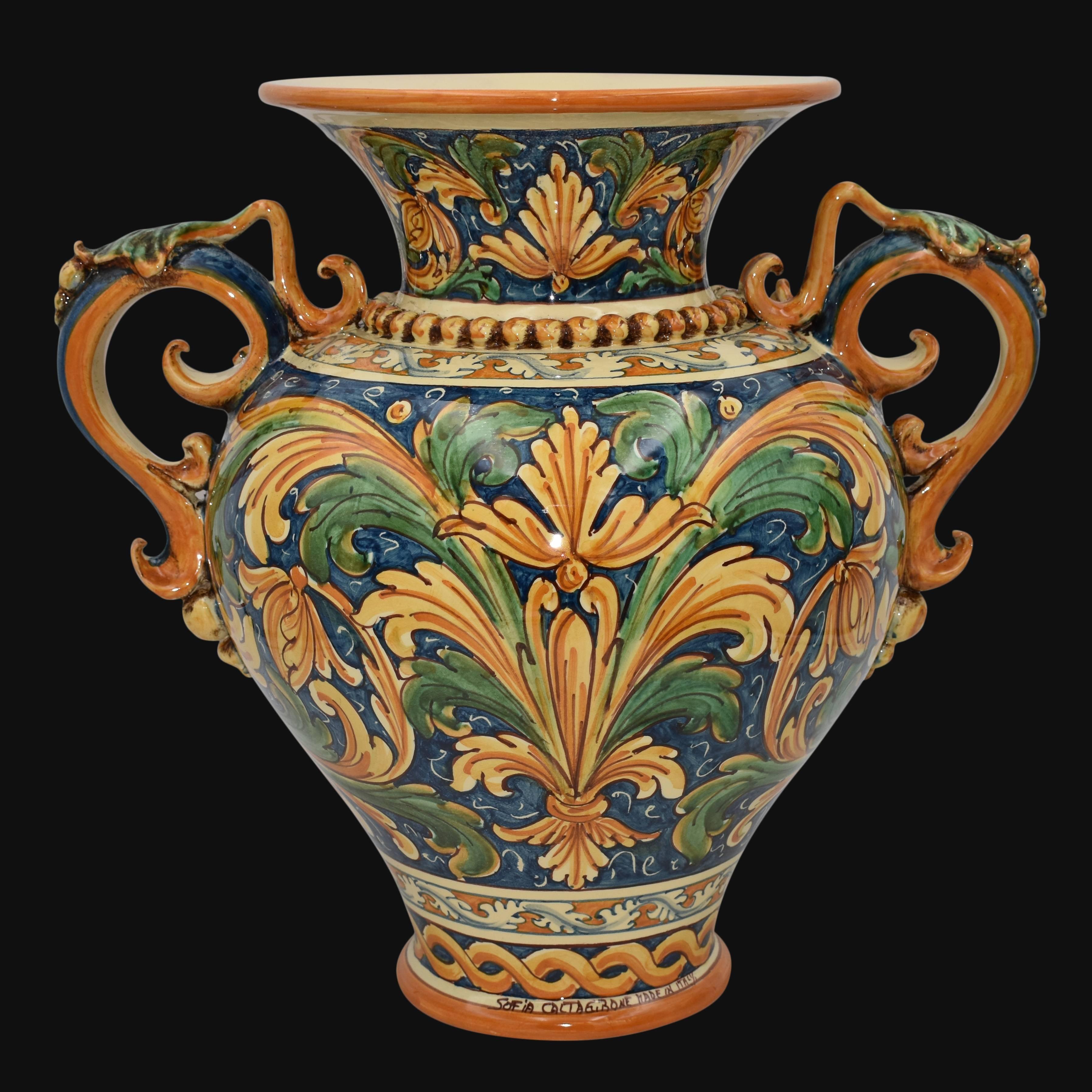 Vaso anfora h 40 ornato calatino - Ceramiche di caltagirone Sofia